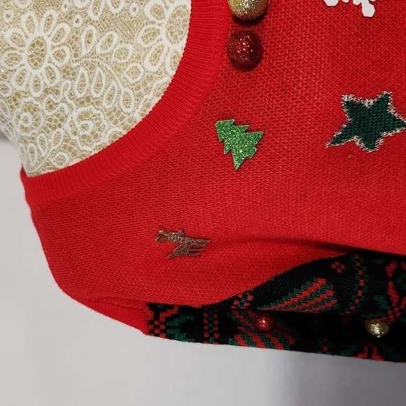 Feeling Festive Sweater Ugly Christmas Ornament Applique Size XXL Festive Party - Picture 4 of 14